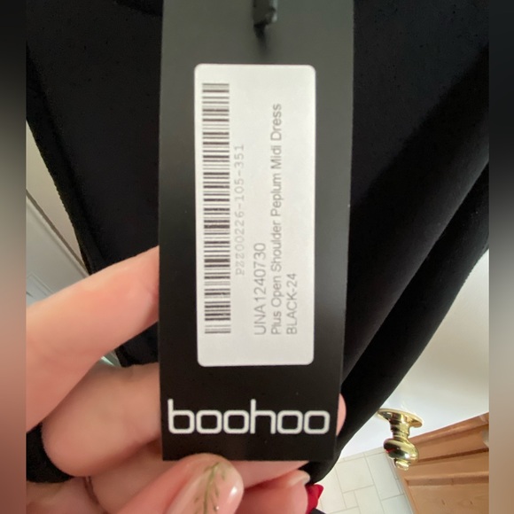 NWT Boohoo Peplum Dress Black Size 20 - Picture 5 of 6